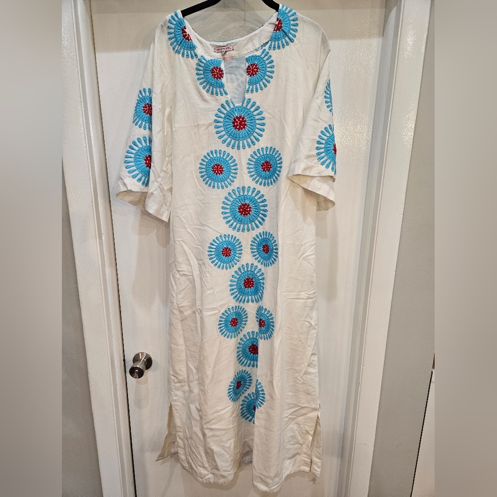 Frances Valentine Blue and White Casual Dress with Peter Pan Collar